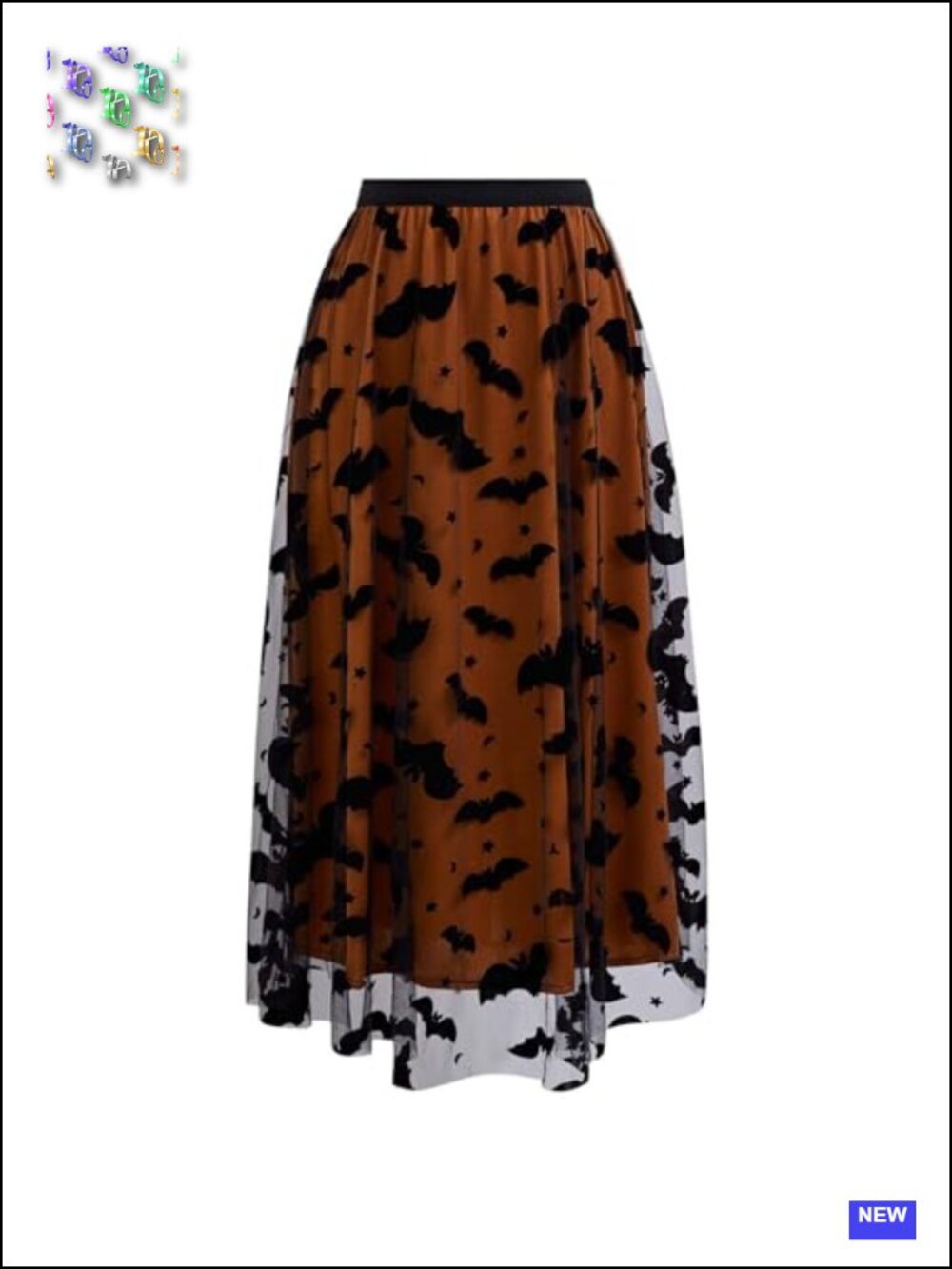 Tulle Tutu Skirt with Velvet Bats Halloween Party Layered Mesh Midi
